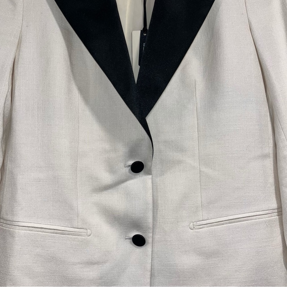 Suistudio White Tuxedo Blazer Silk Linen 4 Bridal Wedding Formal NWT 🟡 - Picture 7 of 14